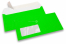 Envelopes néon - verde, com janela 45 x 90 mm, posição da janela 20 mm do lado esquerda e 15 mm do abaixo | PIT Packaging.pt | Envelopesonline