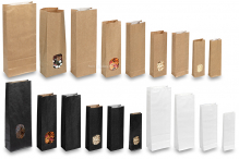 Saco de papel com fundo bloco - castanho, preto e branco, com e sem janela | PIT Packaging.pt | Envelopesonline