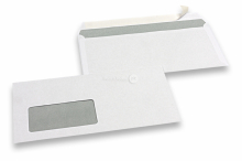 Envelopes com janela básicos, 110 x 220 mm, 80 g, janela à esquerda 45 x 90 mm, posição da janela 20 mm do esquerda e 15 mm do baixo, fecho autocolante | PIT Packaging.pt | Envelopesonline
