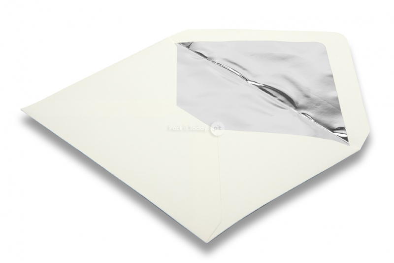 Envelopes brancos marfim forrados - forro prateado