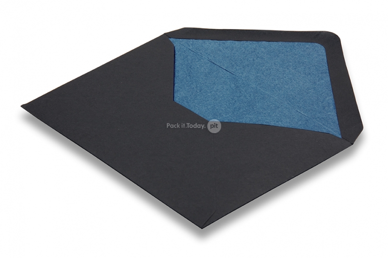 Envelopes pretos forrados - forro azul