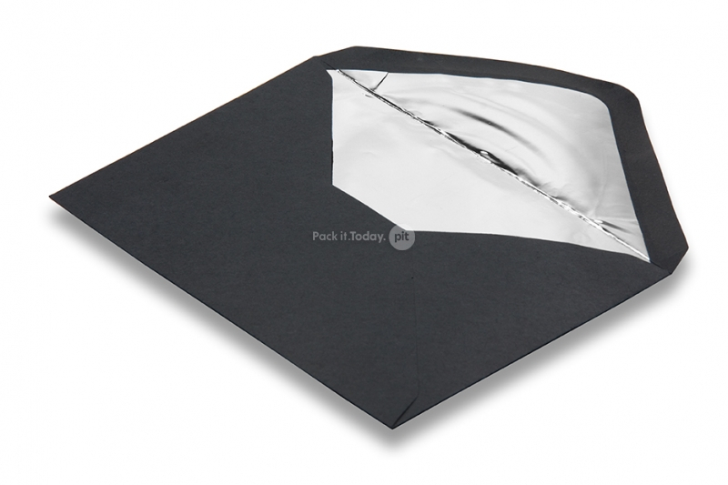 Envelope preto forrado - forro prateado