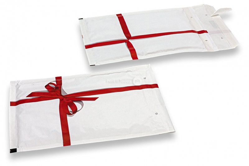 Envelopes almofadados para presente - branco com la&ccedil;o