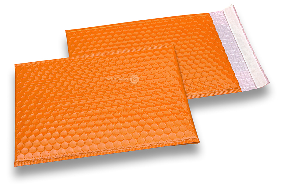 Envelopes almofadados metalizados de alto brilho, cor de laranja