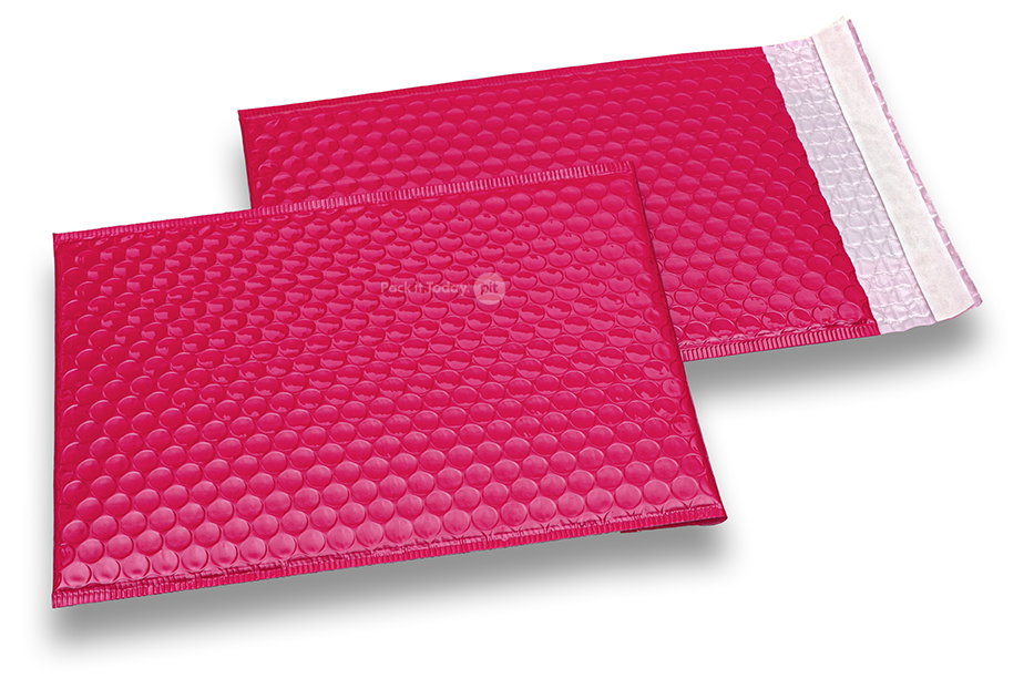 Envelopes almofadados metalizados de alto brilho, cor-de-rosa