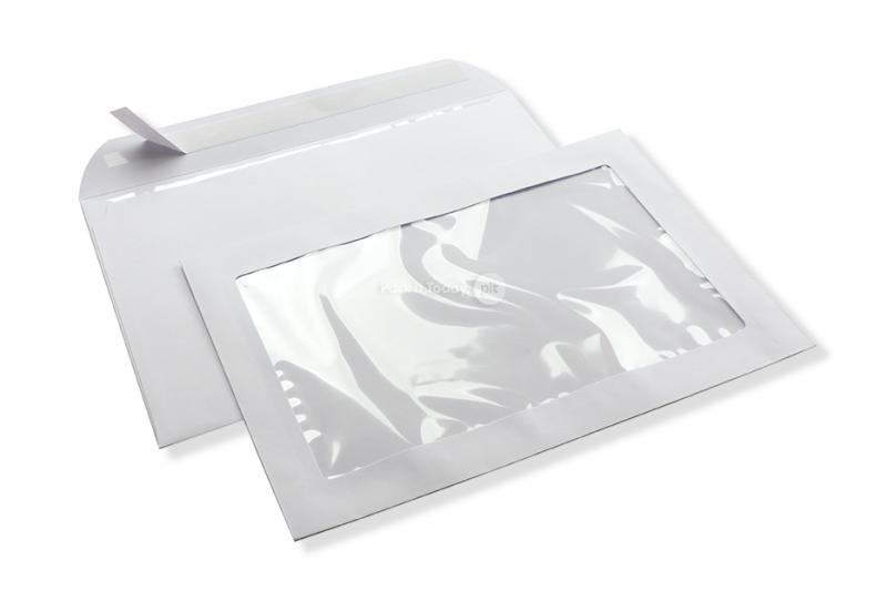 Envelopes com janela panor&acirc;mica, 229 x 324 mm (A4), fecho autocolante, (formato da janela: 170 x 270 mm, posi&ccedil;&atilde;o: 27 mm da esquerda, 30 mm do fundo)