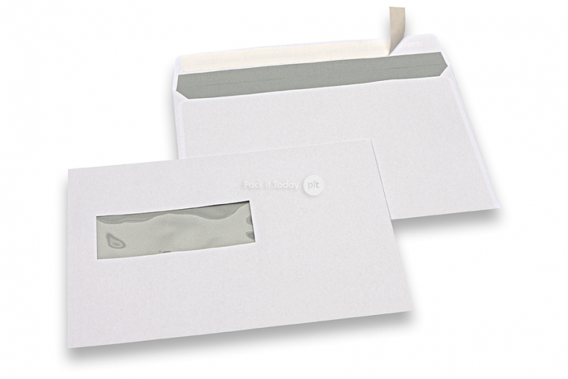Envelopes para impressora a laser, 162 x 229 mm (C5), janela à esquerda 40 x 110 mm, posição da janela 20 mm do esquerda e 72 mm do baixo, peso unit. aprox. 7 g. 