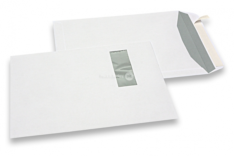 Envelopes para impressora a laser, 229 x 324 mm (C4), janela à esquerda 40 x 110 mm, posição da janela 20 mm do esquerda e 60 mm do cima, peso unit. aprox. 19 g. 