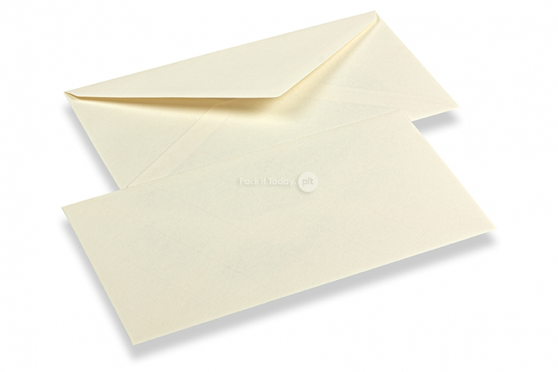 Envelopes papel verg&eacute; branco marfim