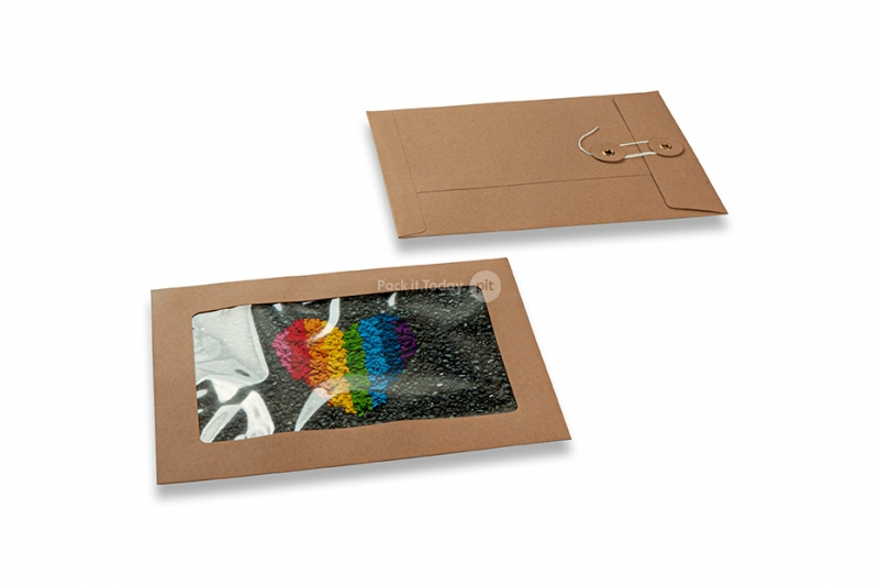 Envelopes de janela com corda e arruela - 162 x 229 mm, sem fundo em V