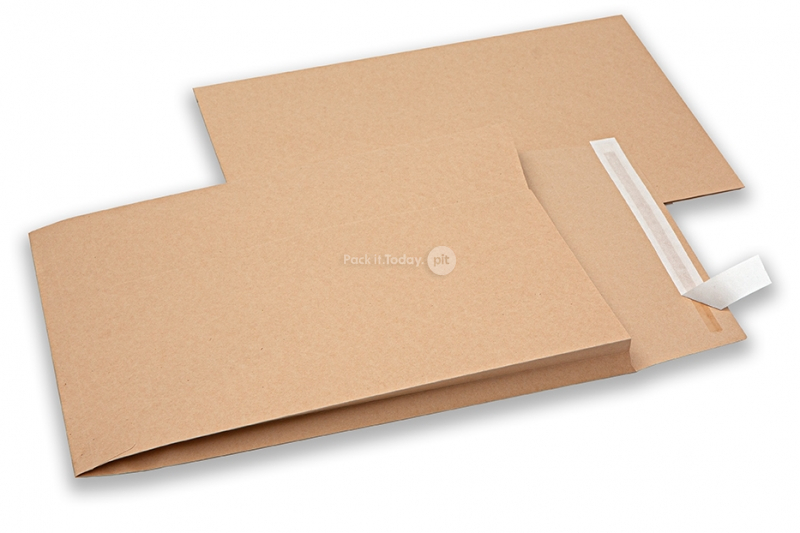Envelopes com bolsa refor&ccedil;ados com fundo em V - castanho