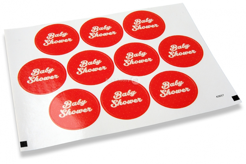 Selos para envelope de nascimento - Ch&aacute; de beb&eacute; vermelho