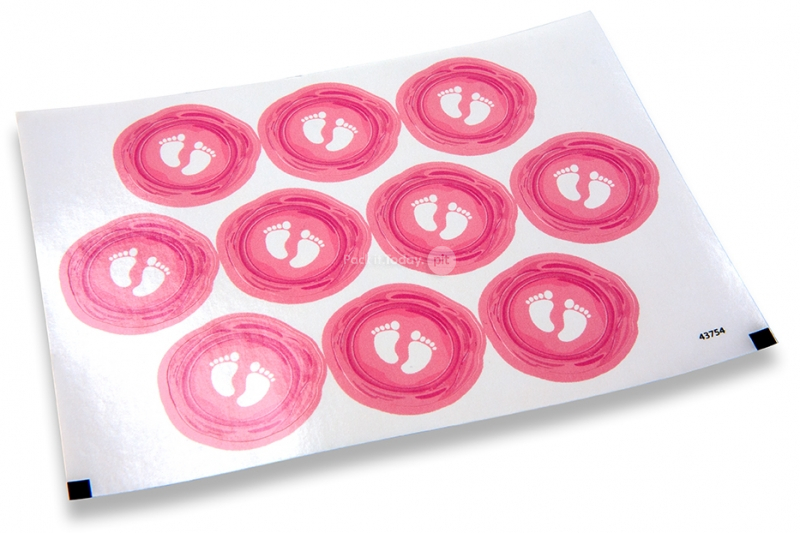 Selos para envelope de nascimento - p&eacute;s cor-de-rosa