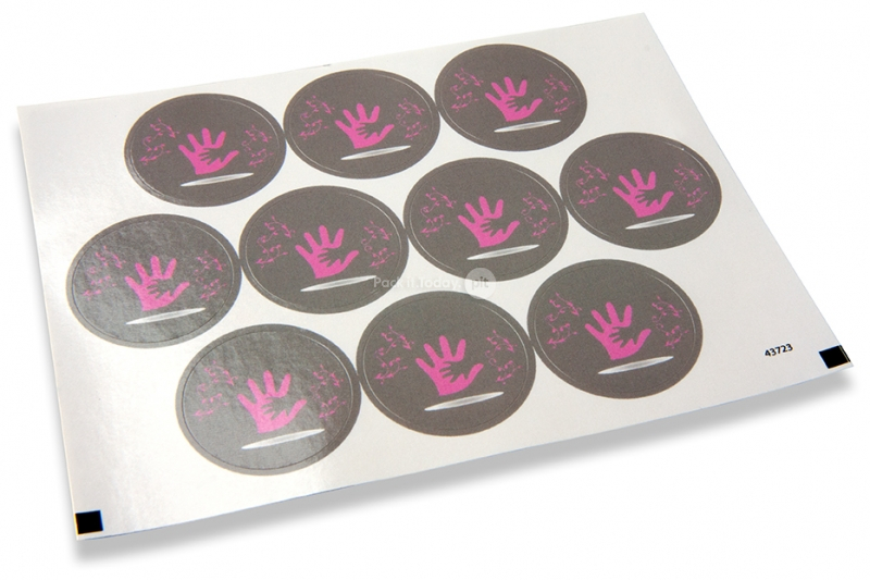 Selos para envelope de batizado - M&atilde;o cor-de-rosa com pequena m&atilde;o cinza