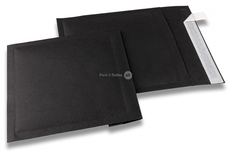 Envelopes de papel de bolhas pretos - 165 x 165 mm, 160 gramas