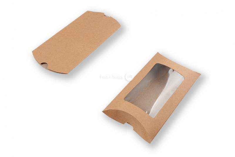 Caixas ovais castanhas  - 114 x 162 mm - com janela 70 x 120 mm