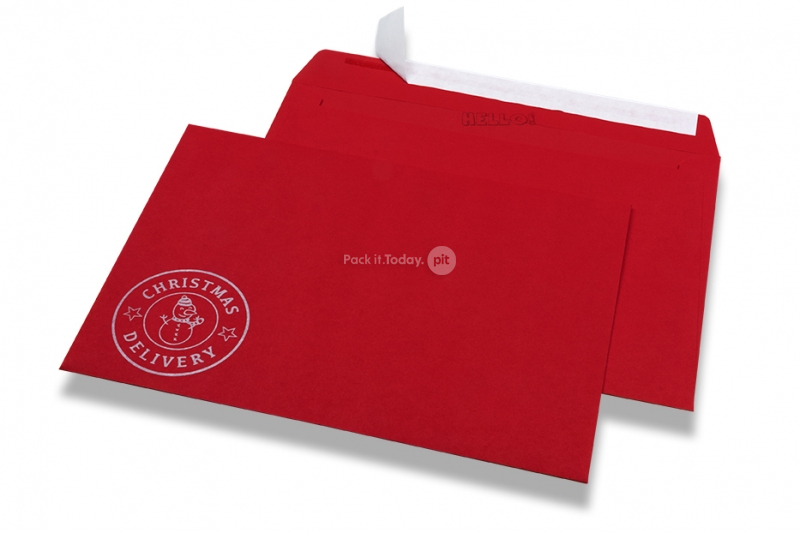 Envelopes de Natal coloridos - Vermelho, com boneco de neve