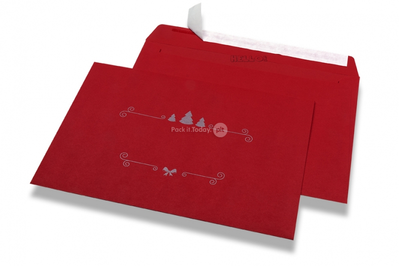 Envelopes de Natal coloridos - Vermelho, com decoração de Natal