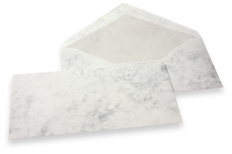 Envelopes marmorizados - 110 x 220 mm, marmorizado cinza, forro cinza