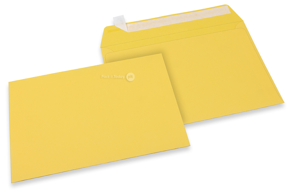 Envelopes de papel coloridos - Amarelo botão-de-ouro, 162 x 229 mm 