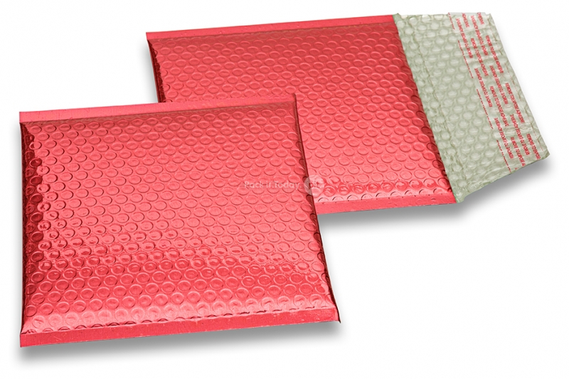 Envelopes de bolhas de plástico metalizado ECO - vermelho 165 x 165 mm