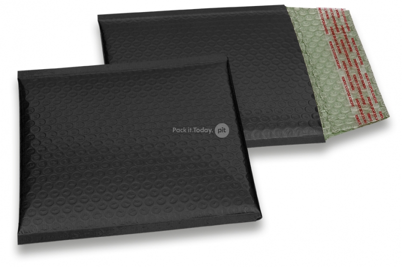 Envelopes de bolhas de plástico metalizado mate ECO - preto 165 x 165 mm