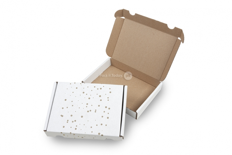 Caixas de envio impressas - bolinhas de ouro
