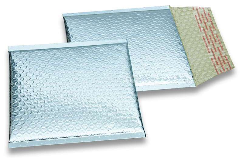 Envelopes de bolhas de plástico metalizado ECO - azul gelo 165 x 165 mm