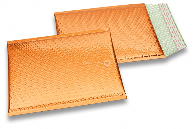 Envelopes de bolhas de plástico metalizado ECO - cor de laranja 180 x 250 mm