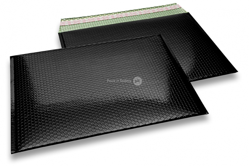 Envelopes de bolhas de plástico metalizado ECO - preto 320 x 425 mm