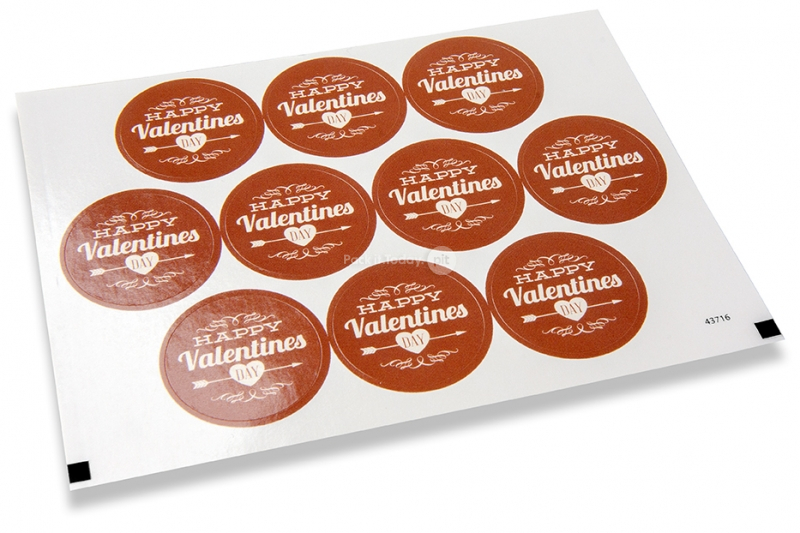 Selos para envelope de amor - happy valentines day castanho