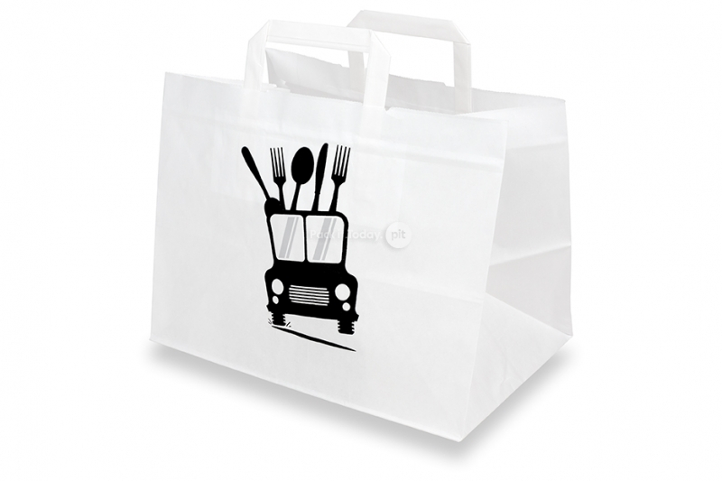 Sacos de papel para take-away - branco + entrega