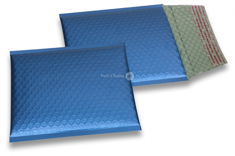 Envelopes de bolhas de plástico metalizado mate ECO - azul escuro 165 x 165 mm