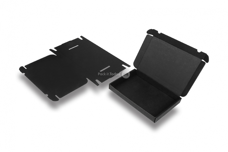 Caixas para correio pretas - com preto interno, 230 x 160 x 26 mm
