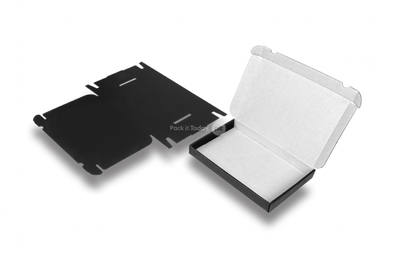 Caixas para correio pretas - com branco interno, 230 x 160 x 26 mm