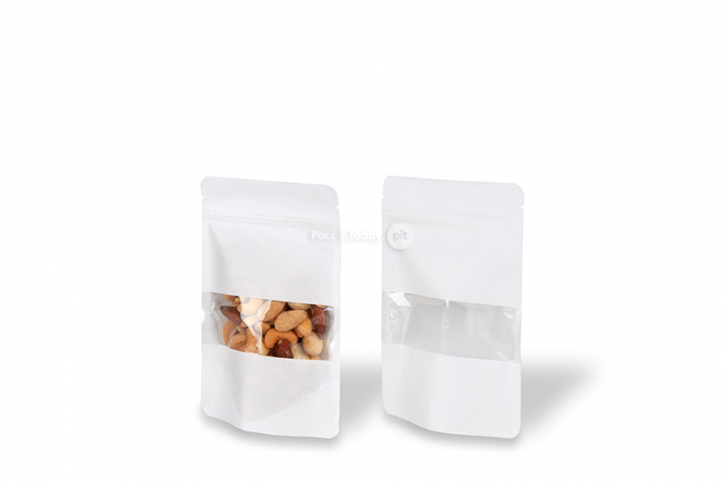 Saco com base e janela - branco, 110 x 185 x 70 mm, 250 ml