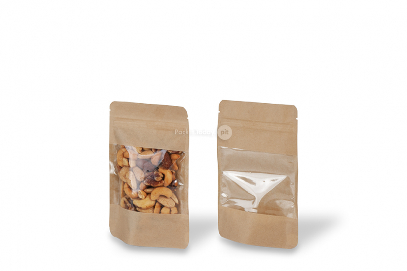 Saco com base e janela grande - 110 x 185 x 70 mm, 250 ml