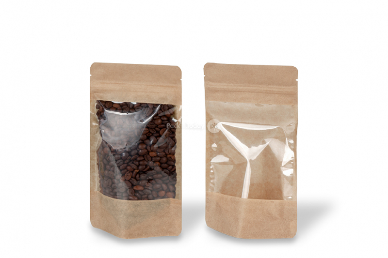 Saco com base e janela grande - 130 x 225 x 70 mm, 500 ml