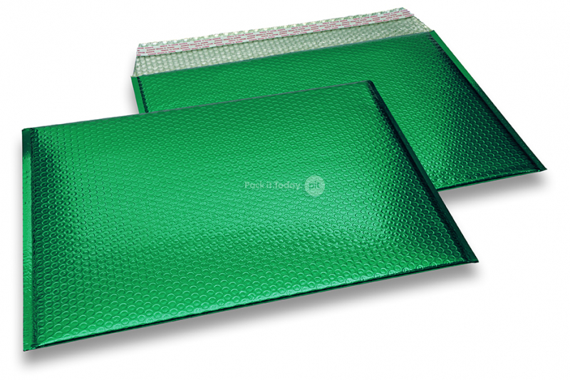 Envelopes de bolhas de plástico metalizado ECO - verde 320 x 425 mm