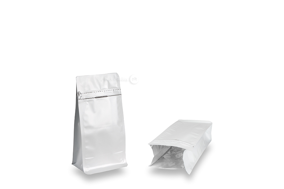 Sacos com fundo bloco - branco, 500 ml / 250 gramas café moído