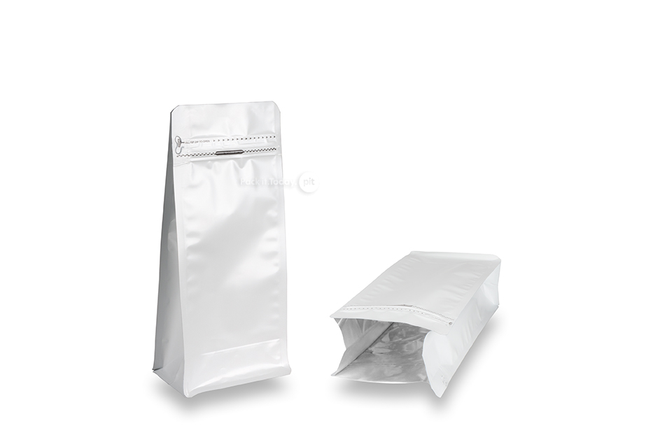 Sacos com fundo bloco - branco, 1000 ml / 500 gramas café moído