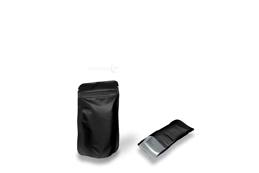 Sacos com fundo bloco pretos mate - 85 x 145 x 50 mm, 100 ml
