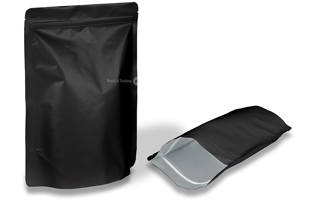 Sacos com fundo bloco pretos mate - 200 x 300 x 100 mm, 1800 ml