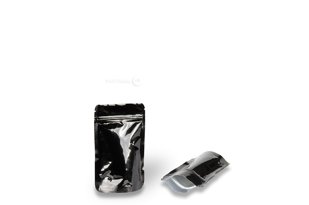 Sacos com fundo bloco pretos brilhante - 85 x 145 x 50 mm, 100 ml