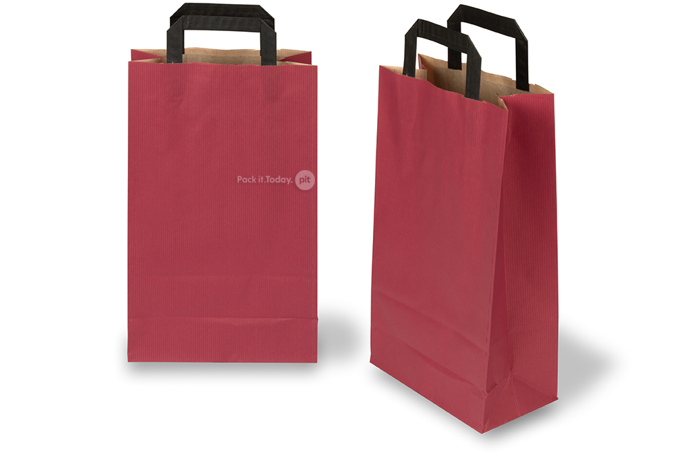 Sacos de papel com alças dobradas - vermelho, 220 x 105 x 360 mm