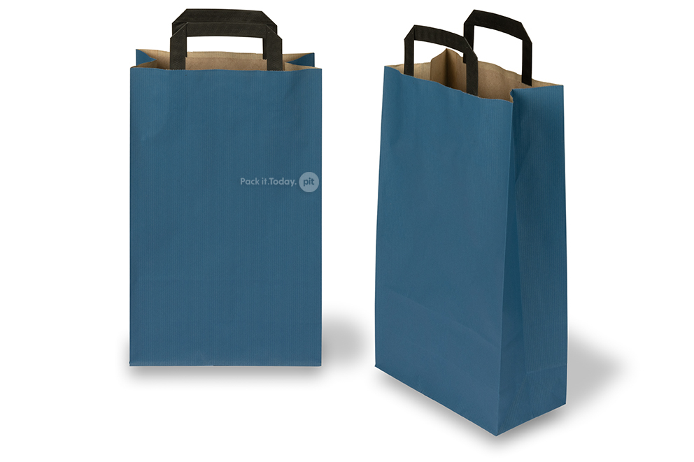 Sacos de papel com alças dobradas - azul, 220 x 105 x 360 mm