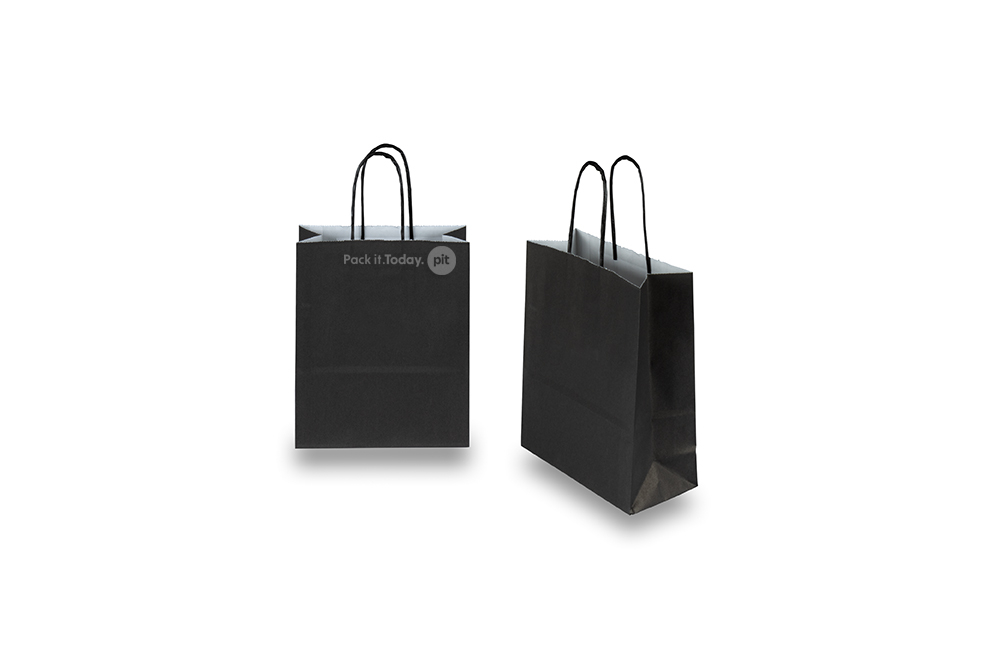Sacos de papel com alças torcidas - preto, 180 x 80 x 220 mm, 90 gr