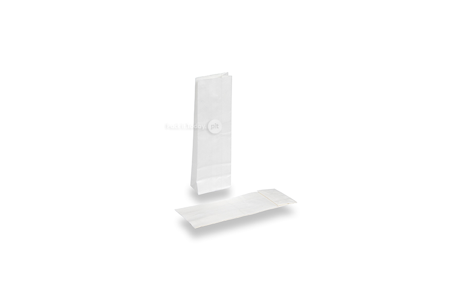 Saco de papel com fundo bloco branco - 55 x 30 x 175 mm sem janela, 50 ml