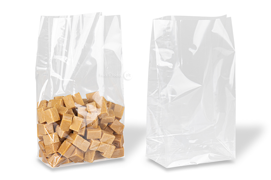 Sacos transparentes com fundo bloco - 140 x 260 x 80 mm, 2000 ml