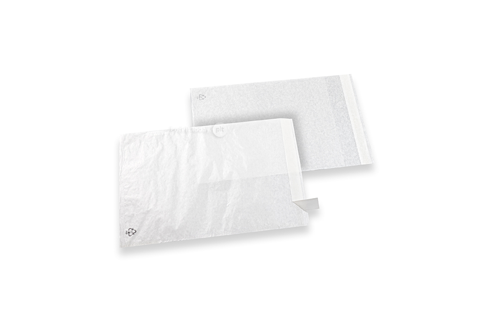 Sacos de glassine branco com fita adesiva - 160 x 200 mm